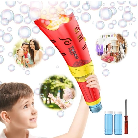 ✨BNWT - Electric Torch Bubble Machine for Kids - Red✨ - Picture 1 of 9